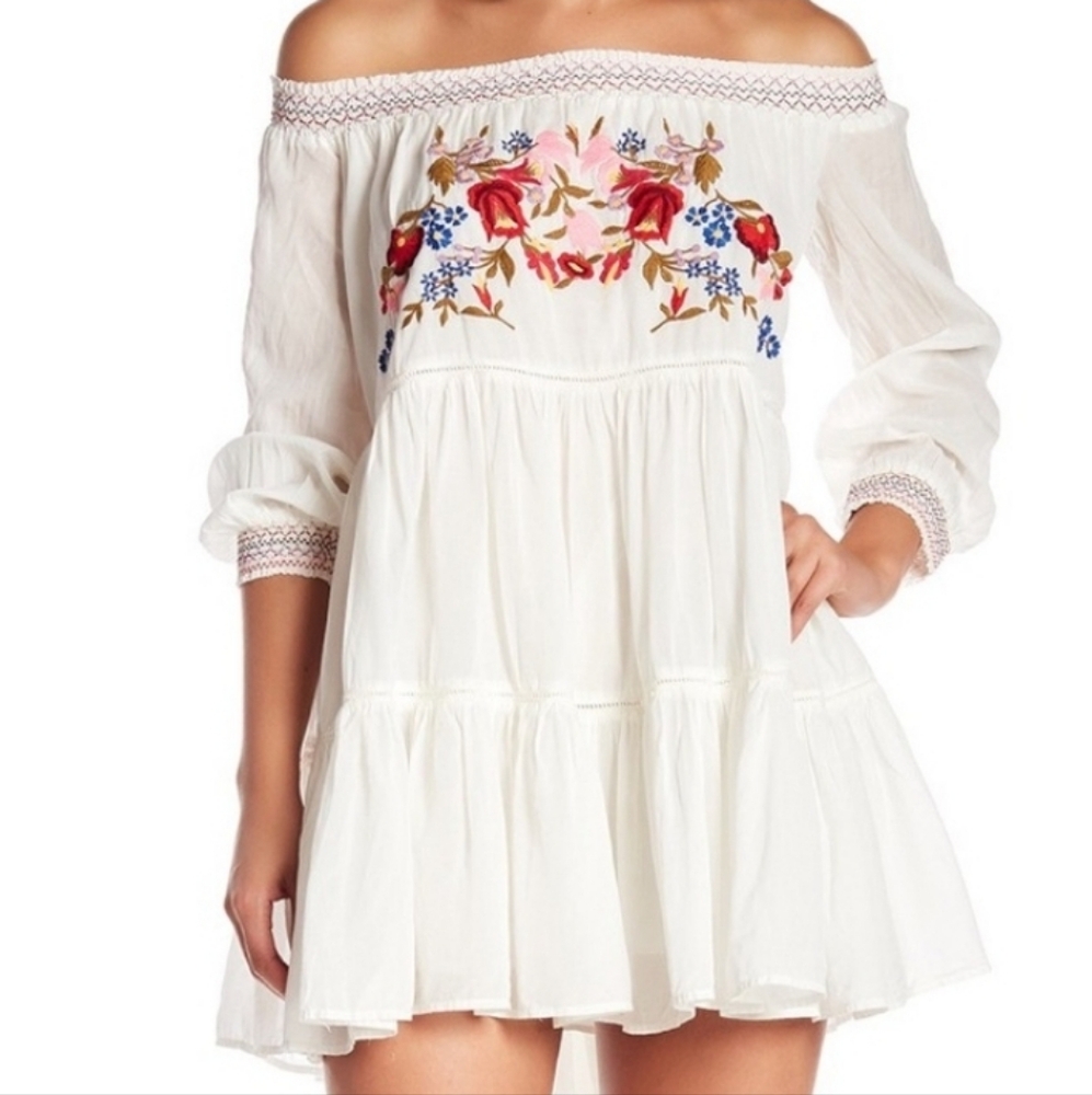 Free People Sunbeam Mini Dress | Embroidered | Size Small